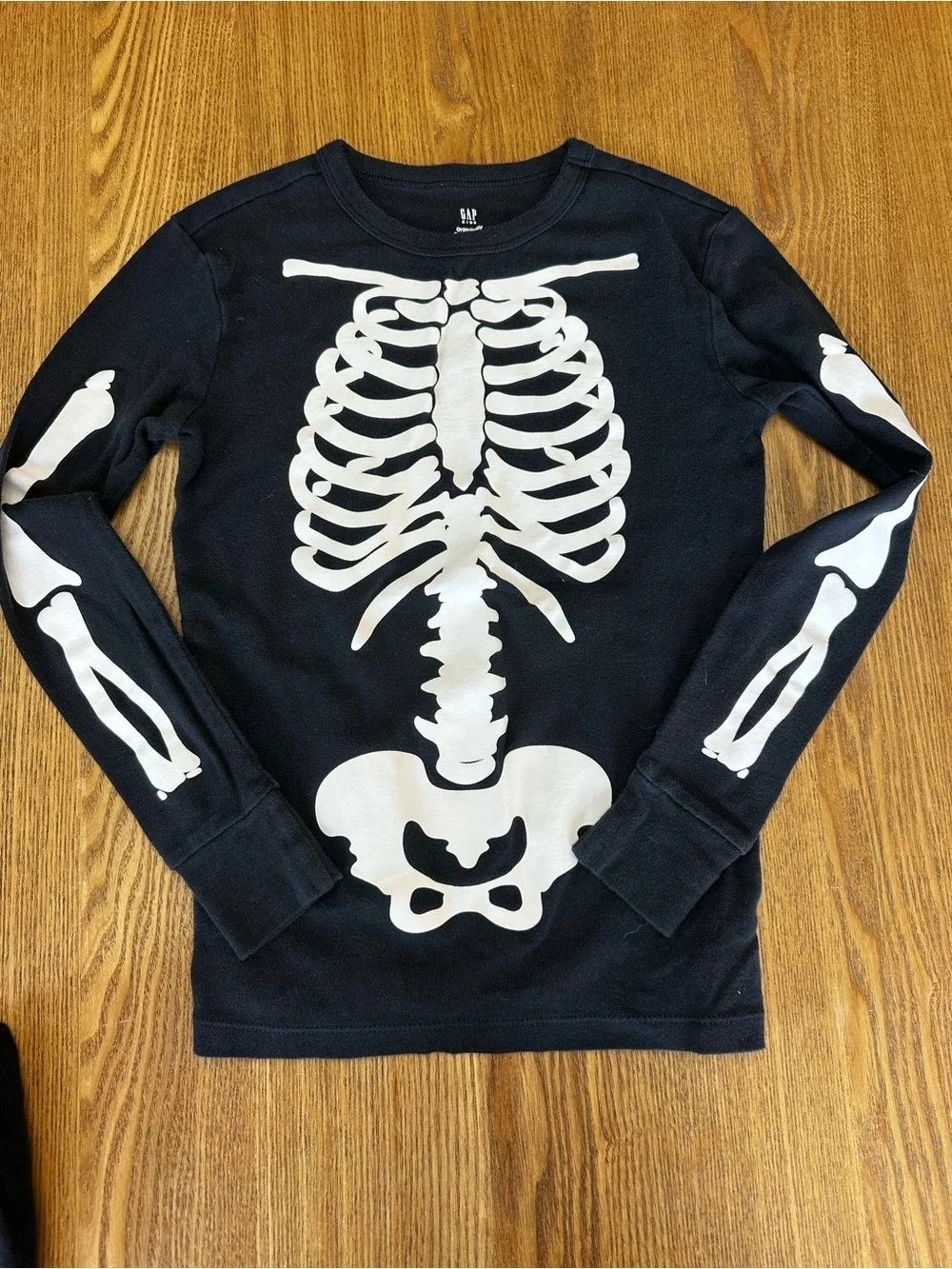 GAP Kids Black Pajama Set with White Skeleton Print